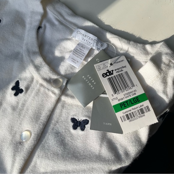 NWT Charter Club Embroidered Butterfly Cardigan, Size PL - Picture 7 of 12